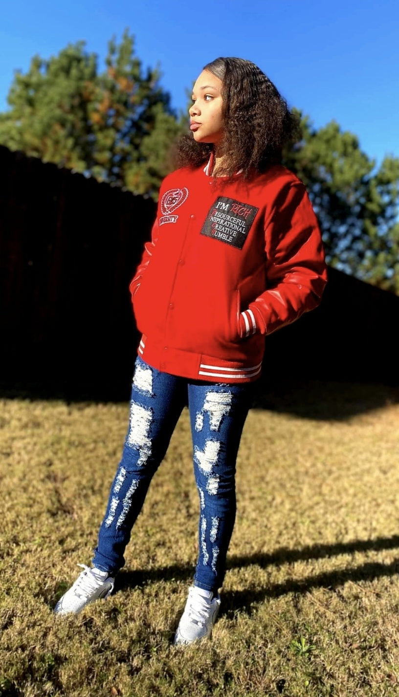 Im Rich All Red Varsity Jacket