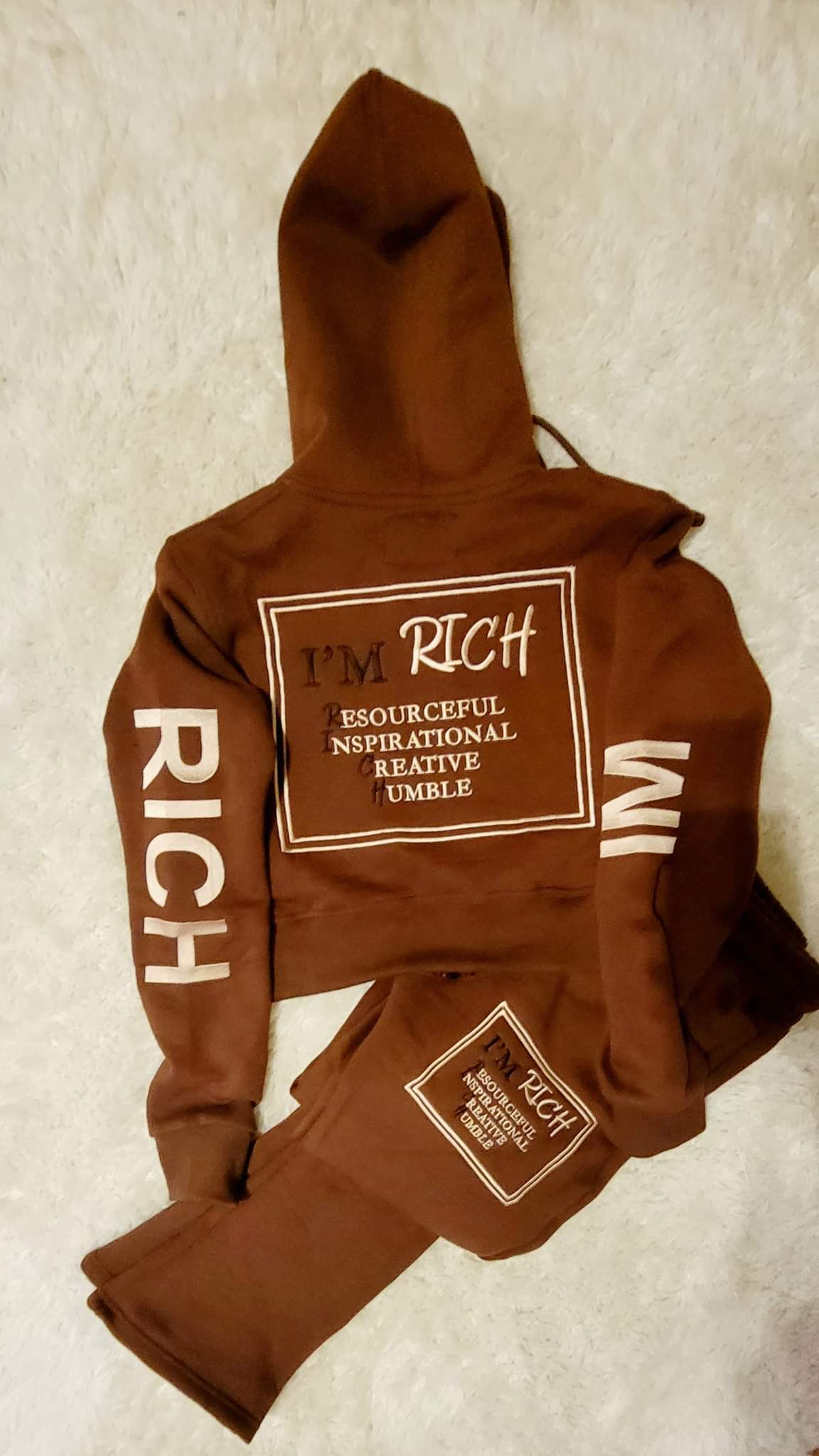 Im Rich womens Crop/Stacked Jogging Suit