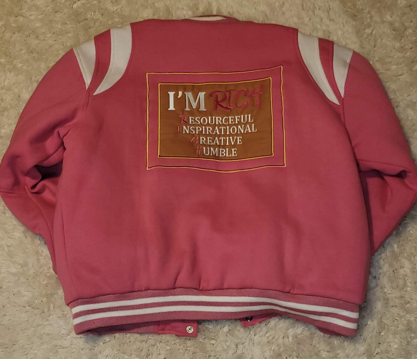 Im Rich Pynk Varsity Jacket