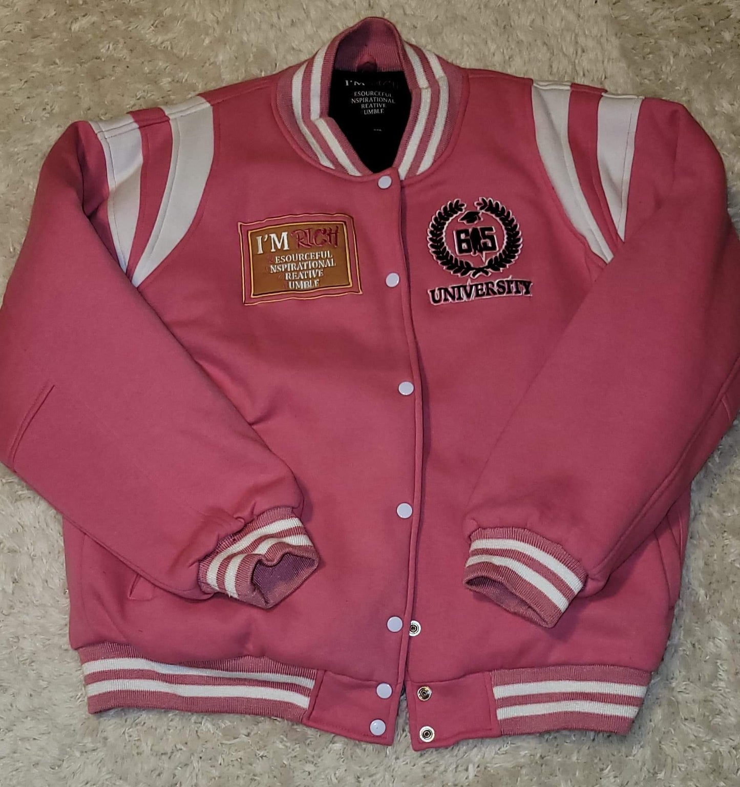 Im Rich Pynk Varsity Jacket