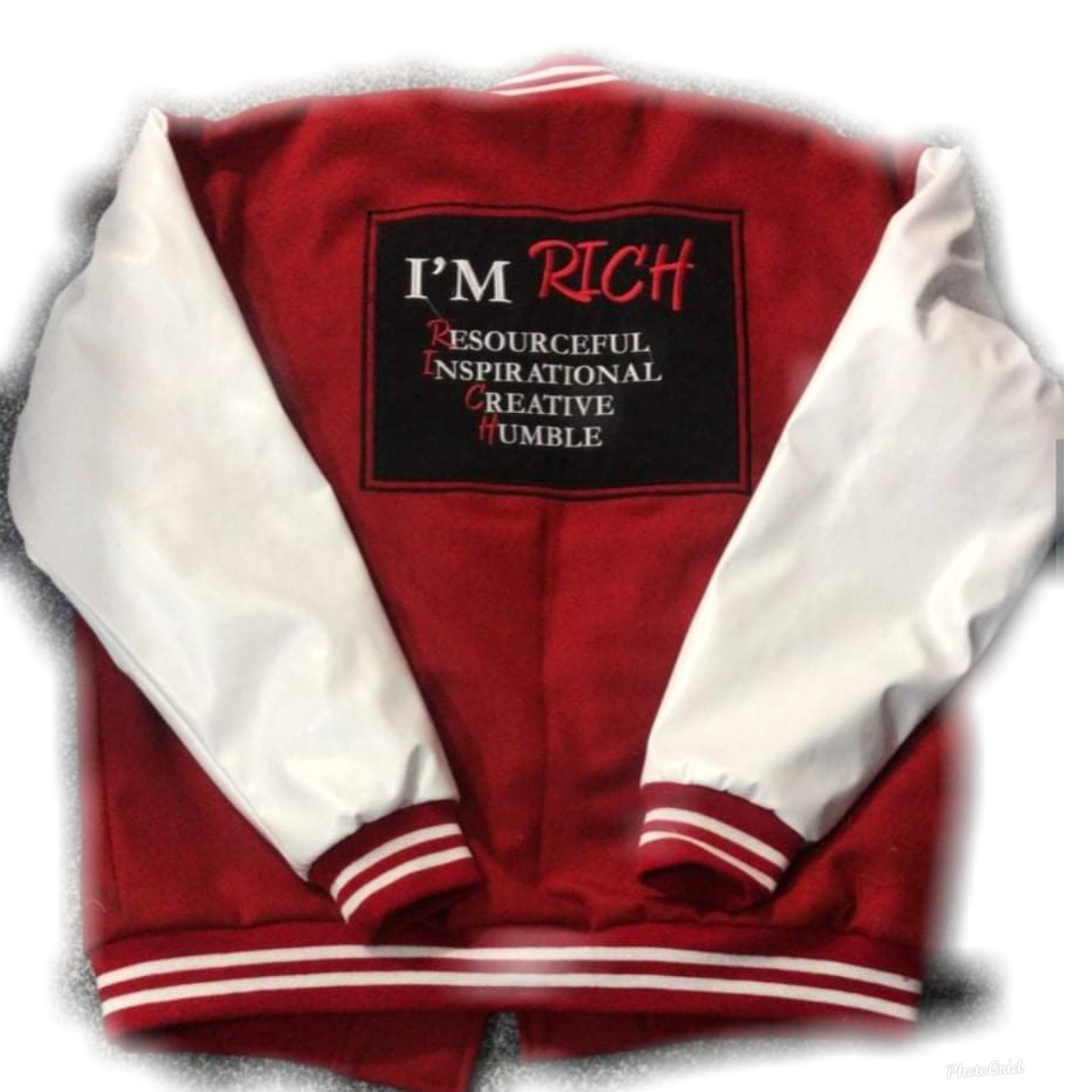 Im Rich Red and White Varsity Jacket