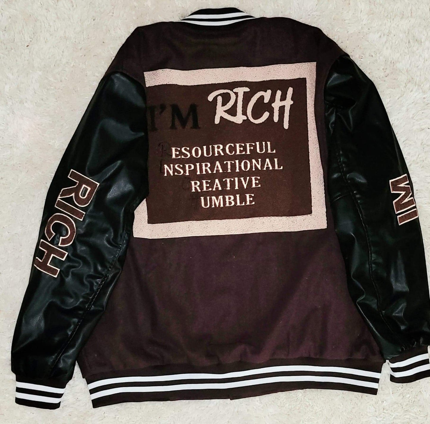 Im Rich Wool and Leather Varsity jacket